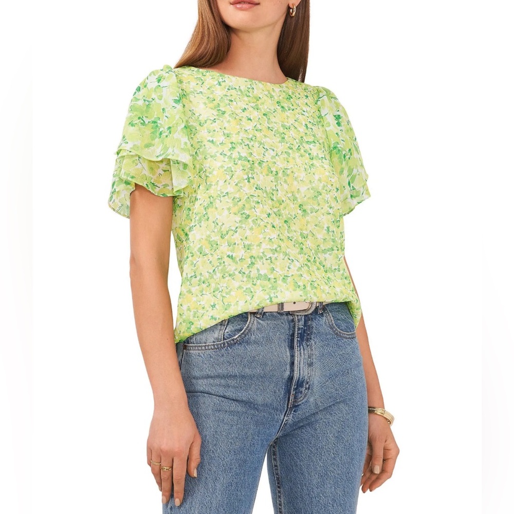 NWT Vince Camino Blooming Bright Top in Bright Emerald
